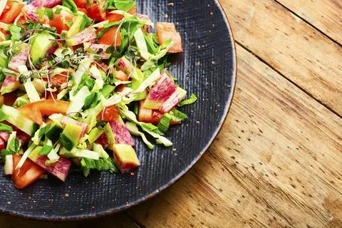 Spring fresh vegetable salad Stock Photos