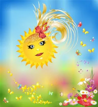 Spring fun sun Stock Illustration