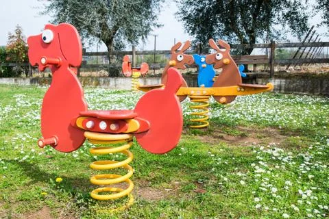 Spring games in playground Stock Photos