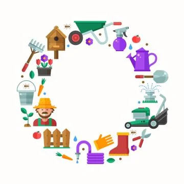 Spring Garden and Lawn Elements Card Stock Illustration