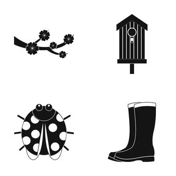Spring garden elements icons set vector illustration 스톡 일러스트