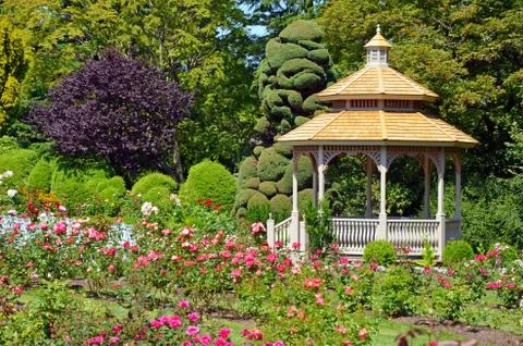 Spring garden gazebo Stock Photos