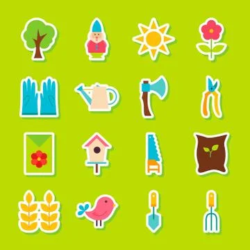Spring Garden Stickers Stock Illustration