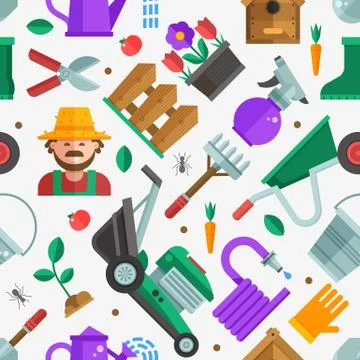 Spring Gardening Pattern Background Stock Illustration