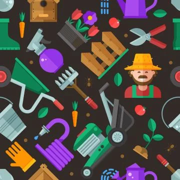 Spring Gardening Pattern Background Stock Illustration