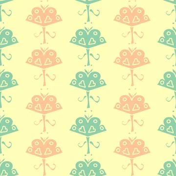 Spring Geometric Peach And Green Pattern Stock Illustration