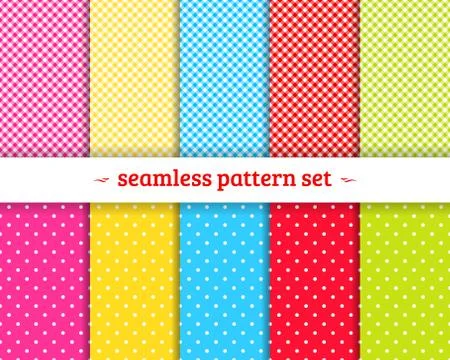 Spring geometric seamless patterns set vector Stock Illustration