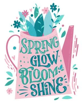 Spring Glow Bloom Shine - beautiful spring lettering, great design for any pu Stock Illustration