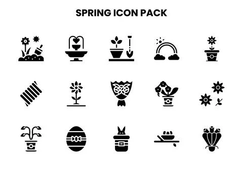 Spring Glyph Bundle Icons Pack イラスト素材