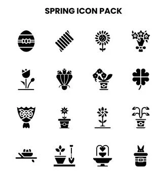 Spring Glyph Collection Icons Pack Stockillustratie