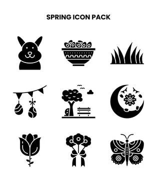 Spring Glyph Design Icons Pack Stock Illustration
