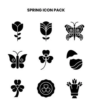 Spring Glyph Design Icons Pack Stock Illustration