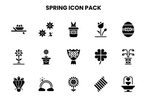Spring Glyph Scalable Icons Pack Stockillustratie