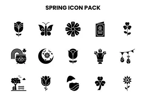 Spring Glyph Scalable Icons Pack Stockillustratie