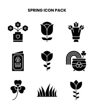 Spring Glyph Set Icons Pack Stockillustratie