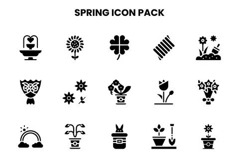 Spring Glyph UI Icons Pack Illustrazione stock