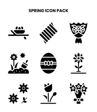 Spring Glyph Vector Icons Pack Ilustración de archivo