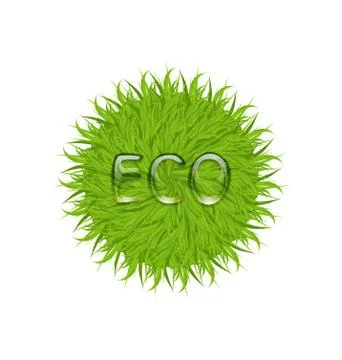 Spring grass circle shape with water drops, isolated on white background Illustrazione stock