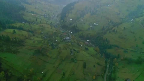 Spring grass land valley in mountain top of view Stock Footage 297550969