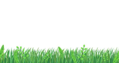 Spring grass seamless border vector. Floral springtime nature plant element Illustrazione stock