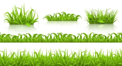 Spring grass seamless pattern and icons, 3d vector Illustrazione stock