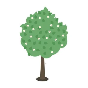 Spring green blooming tree icon on white background Stock Illustration