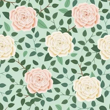 Spring green floral seamless pattern. Stock Illustration