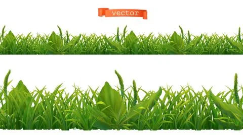 Spring. Green grass, 3d realistic seamless vector pattern Illustrazione stock