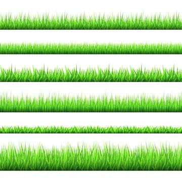 Spring green grass  borders  set  isolated on white background. Stock Illustration