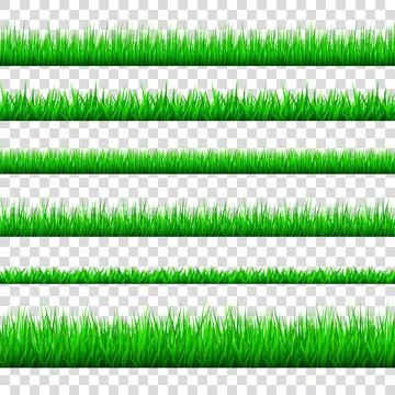 Spring green grass  borders  set  isolated on transparent  background. Stock Illustration