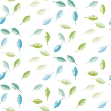Spring green leaves abstract vector illustration on wight background. seamles Illustrazione stock