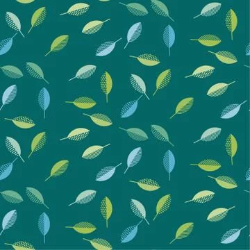Spring green leaves abstract vector illustration. seamless pattern with moder 스톡 일러스트