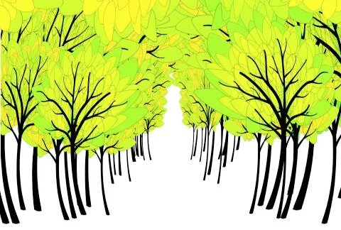 Spring green trees background with copyspace Stock Illustration