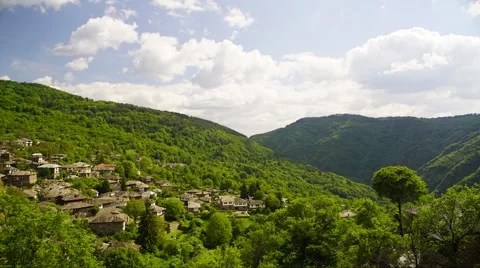 Spring Green Village Clouds Timelapse 4K Stock Footage 63601399