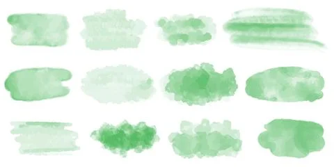 Spring green watercolor stains vector elements Stockillustratie