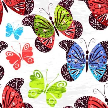 Spring grunge seamless white pattern Stock Illustration