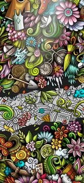 Spring hand drawn doodle banner. Cartoon detailed flyer. Stockillustratie