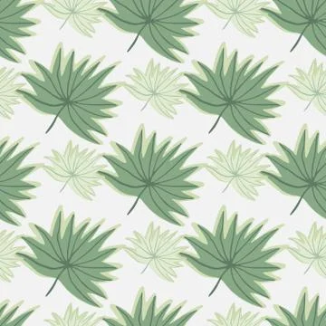 Spring hand drawn seamless pattern with foliage ornament. Light background an Stock Illustration