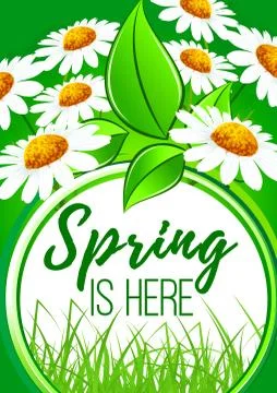 Spring is here flower frame border design Illustrazione stock