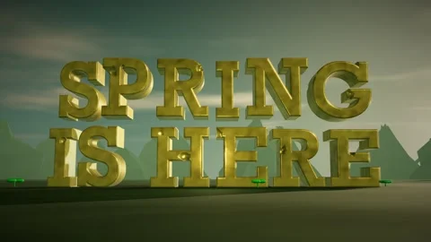 Spring Is Here Gold 3D Letters with Shamrocks on Misty Emerald Irish Hills at Video stock 343193618