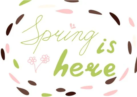 Spring is here hand lettering Stock Illustration