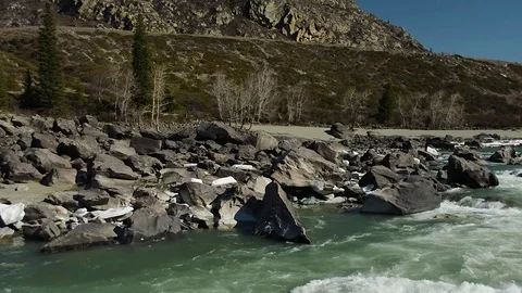 Spring high water on the Katun River Stock Footage 74546073
