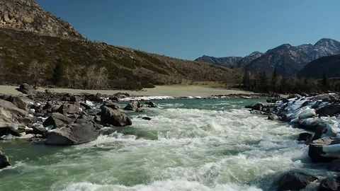Spring high water on the Katun River Stock Footage 74547813