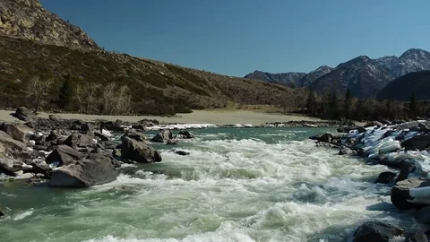 Spring high water on the Katun River Stock Footage 74548421