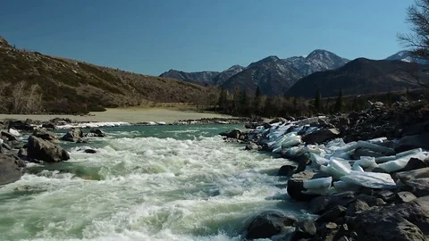 Spring high water on the Katun River Stock Footage 74548727