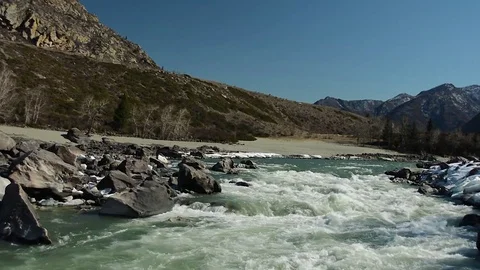 Spring high water on the Katun River Stock Footage 74548993