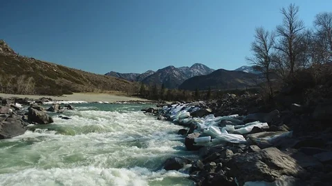 Spring high water on the Katun River Stock Footage 74549500
