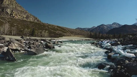 Spring high water on the Katun River Stock Footage 74550054