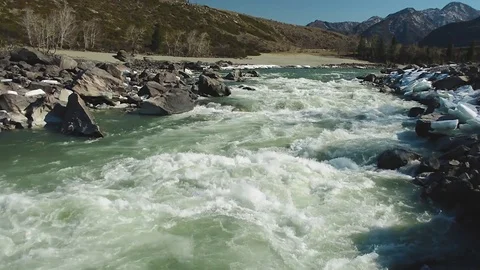 Spring high water on the Katun River Video stock 74550454