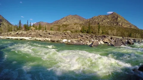 Spring high water on the Katun River Stock Footage 82953934